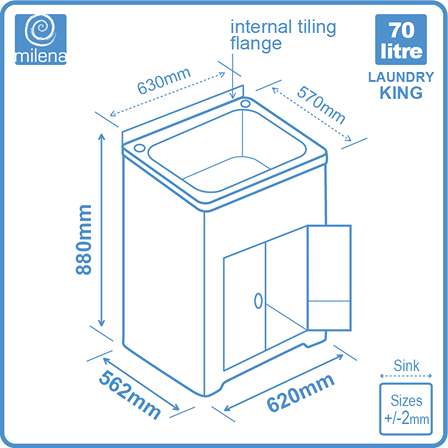 Laundry King diagram of dimensions